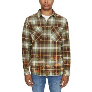 Eleven Paris Mens BNWOT plaid "deep lichen" green flannel shirt button up